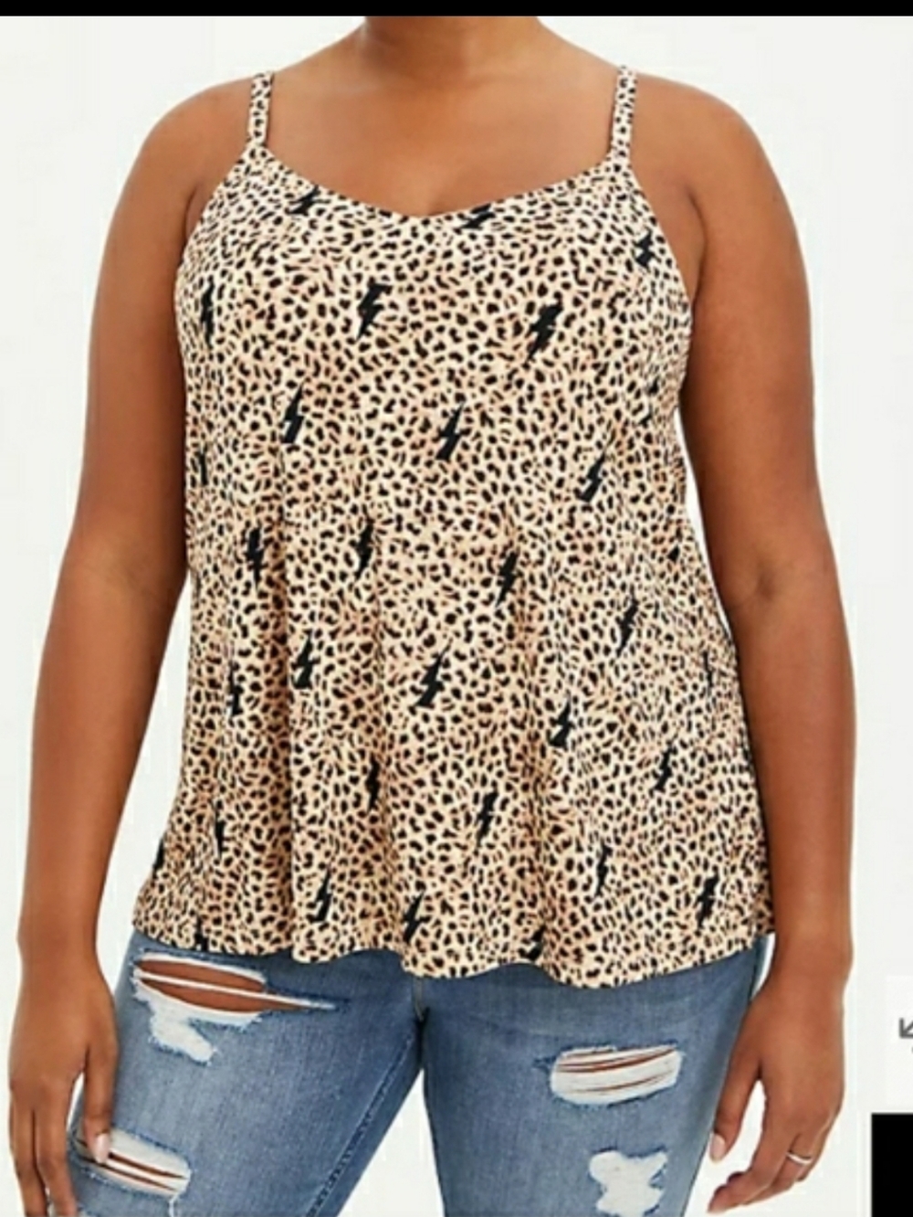 NWT Torrid Super Soft Knits Swing Camisole Tank Leopard Lightening Bolts
